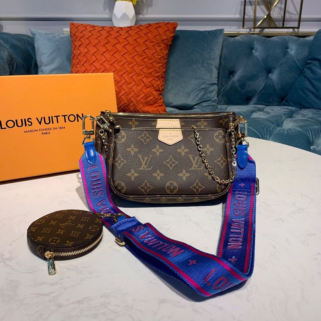 Louis Vuitton Multi Pochette Accessoires Monogram Canvas Blue For Women, Women’s Handbags, Shoulder And Crossbody Bags 9.4in/24cm LV