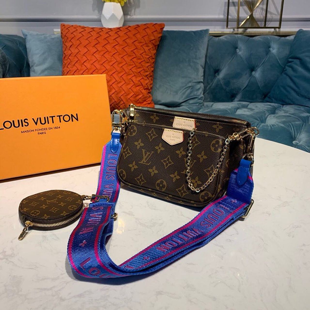 Louis Vuitton Multi Pochette Accessoires Monogram Canvas Blue For Women, Women’s Handbags, Shoulder And Crossbody Bags 9.4in/24cm LV