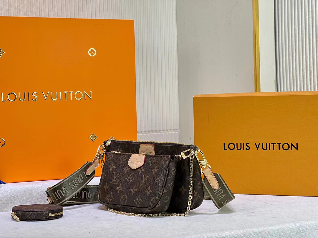 Louis Vuitton Multi Pochette Accessoires Monogram Canvas Khaki For Women, Women’s Handbags, Shoulder And Crossbody Bags 9.4in/24cm