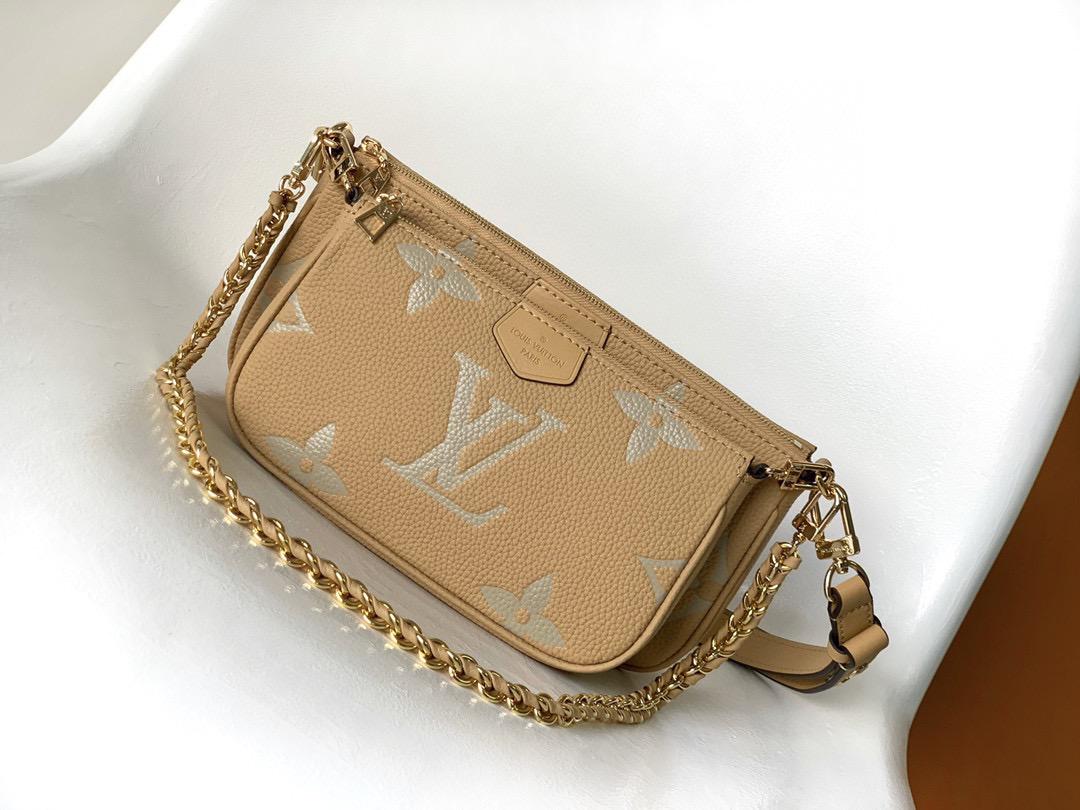 Louis Vuitton Multi Pochette Accessoires Monogram Empreinte Arizona Beige / Cream For Women, Women’s Handbags, Shoulder And Crossbody Bags 9.8in/25cm