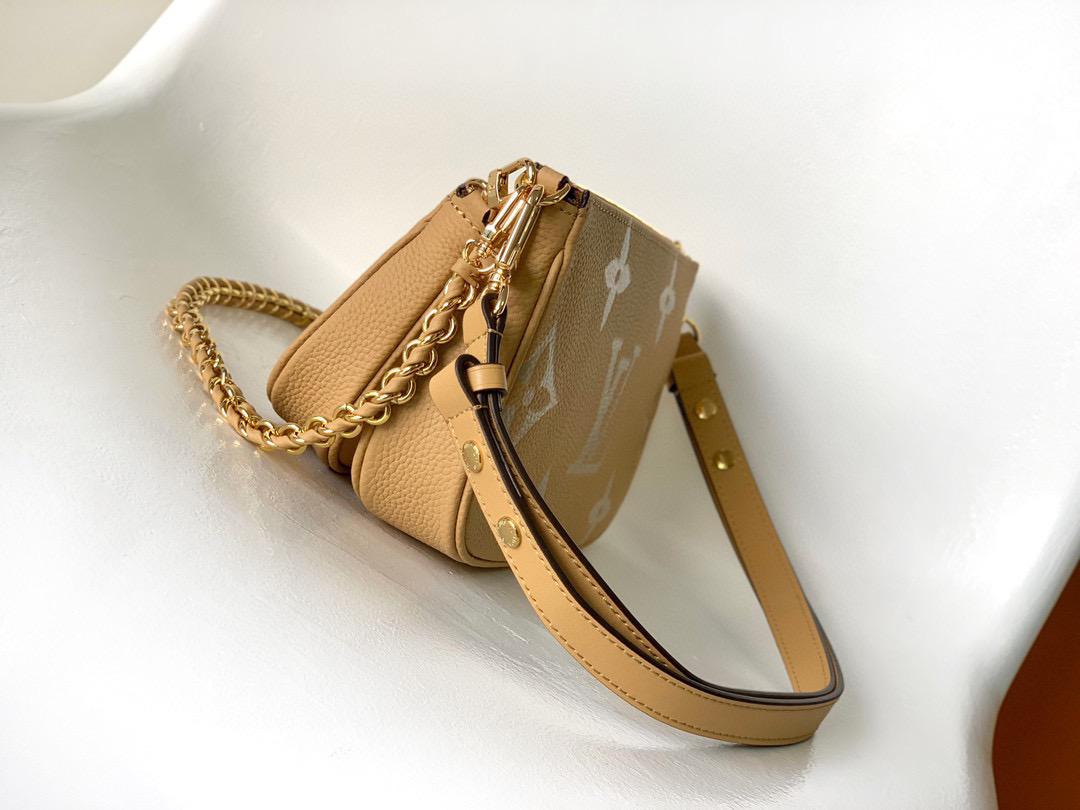 Louis Vuitton Multi Pochette Accessoires Monogram Empreinte Arizona Beige / Cream For Women, Women’s Handbags, Shoulder And Crossbody Bags 9.8in/25cm