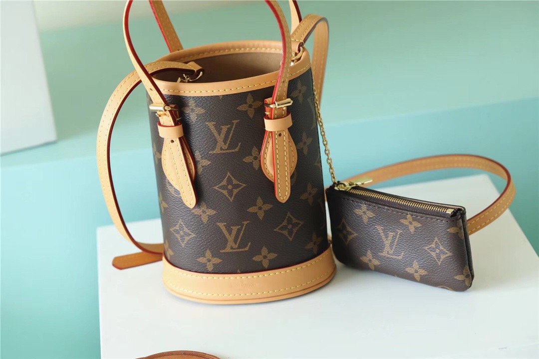 Louis Vuitton Nano Bucket Bag Monogram Canvas Brown For Women Brown 6.7in/17cm LV 