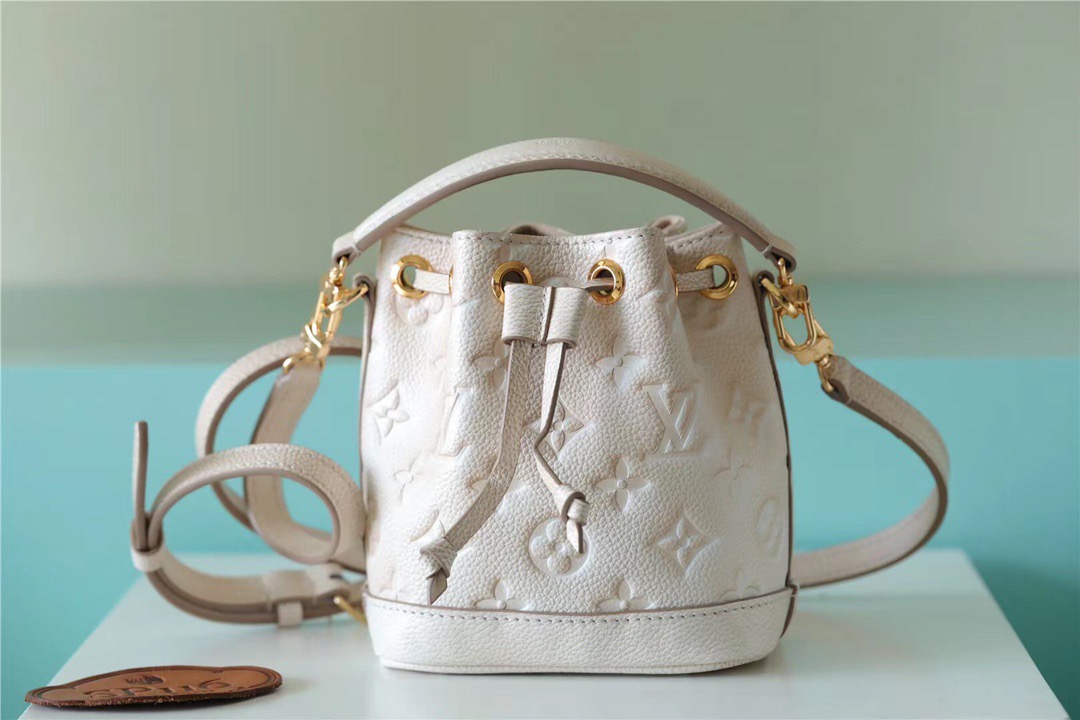 Louis Vuitton Nano Noe Monogram Empreinte Light Beige For Women, Women’s Handbags, Shoulder And Crossbody Bags 6.3in/16cm