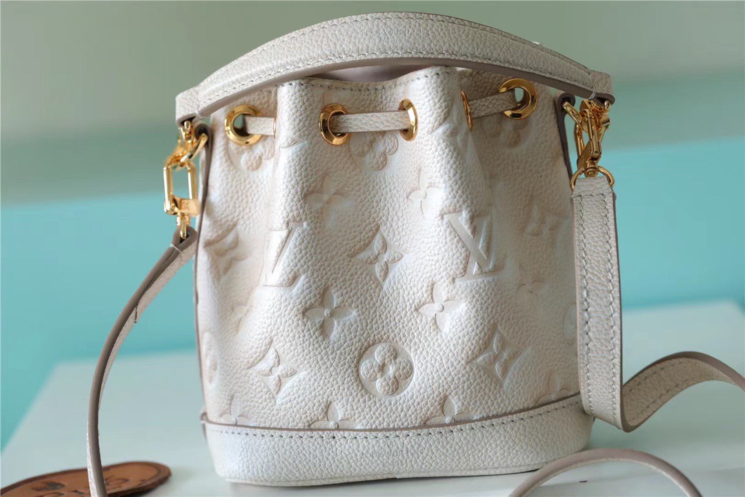 Louis Vuitton Nano Noe Monogram Empreinte Light Beige For Women, Women’s Handbags, Shoulder And Crossbody Bags 6.3in/16cm