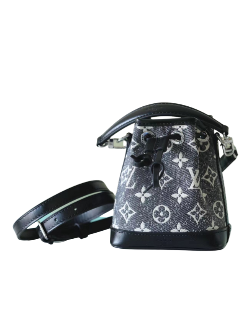 Louis Vuitton Nano Noe Monogram Jacquard Denim Gray For Women 6.3in/16cm