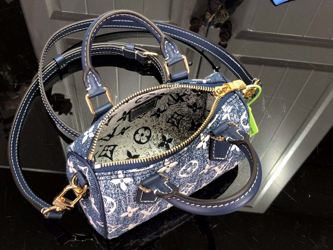 Louis Vuitton Nano Speedy Bag Jacquard Denim Pink/Blue For Women 6.3in/16cm