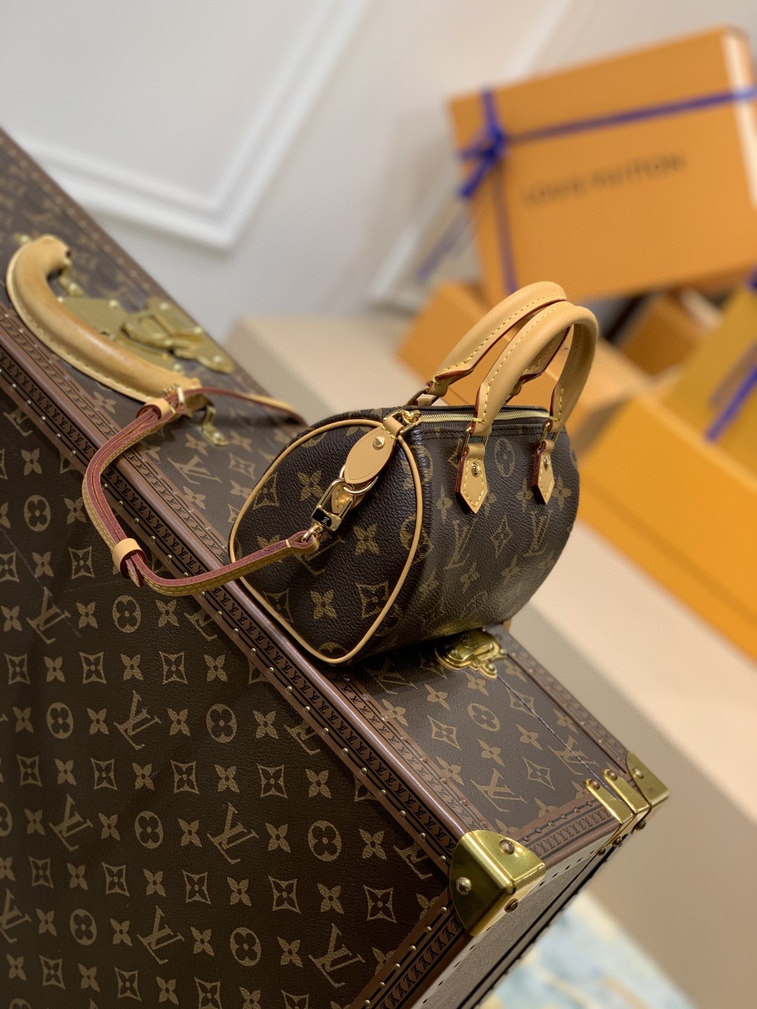 Louis Vuitton Nano Speedy Monogram Canvas For Women, Women’s Handbags, Shoulder Bags 6.3in/16cm