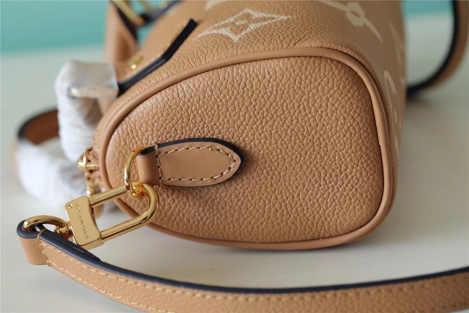 Louis Vuitton Nano Speedy Monogram Empreinte Arizona Beige / Cream For Women, Women’s Handbags, Shoulder And Crossbody Bags 6.3in/16cm