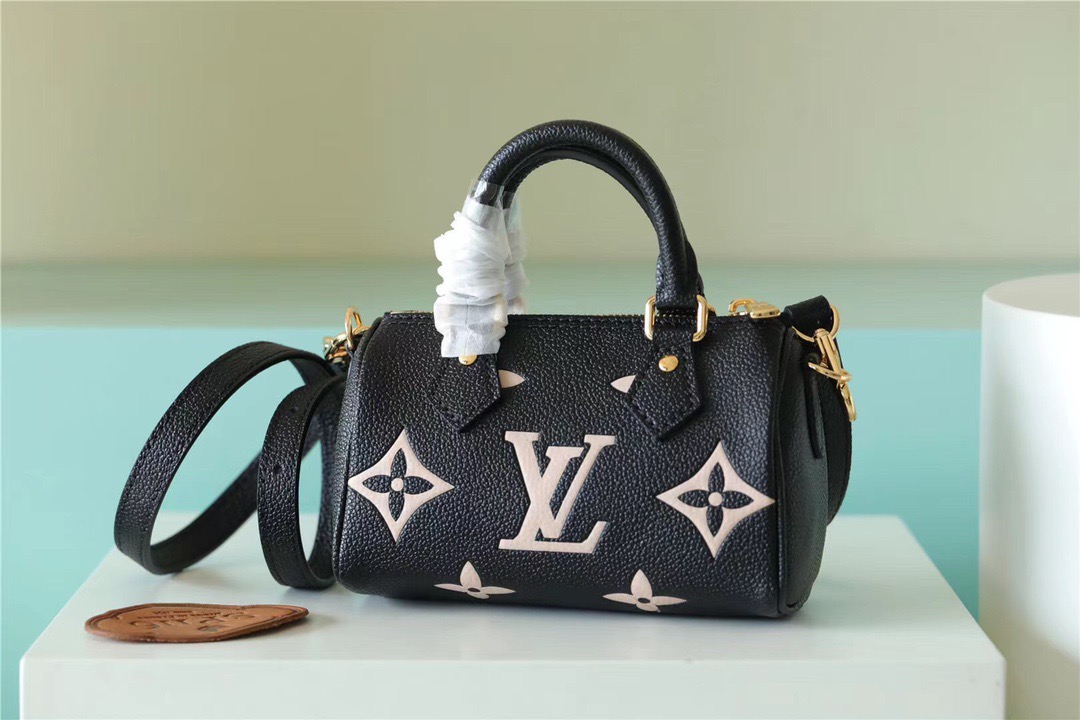Louis Vuitton Nano Speedy Monogram Empreinte Arizona Beige/ Creme Beige For Women, Women’s Bags, Shoulder And Crossbody Bags 6.3in/16cm LV