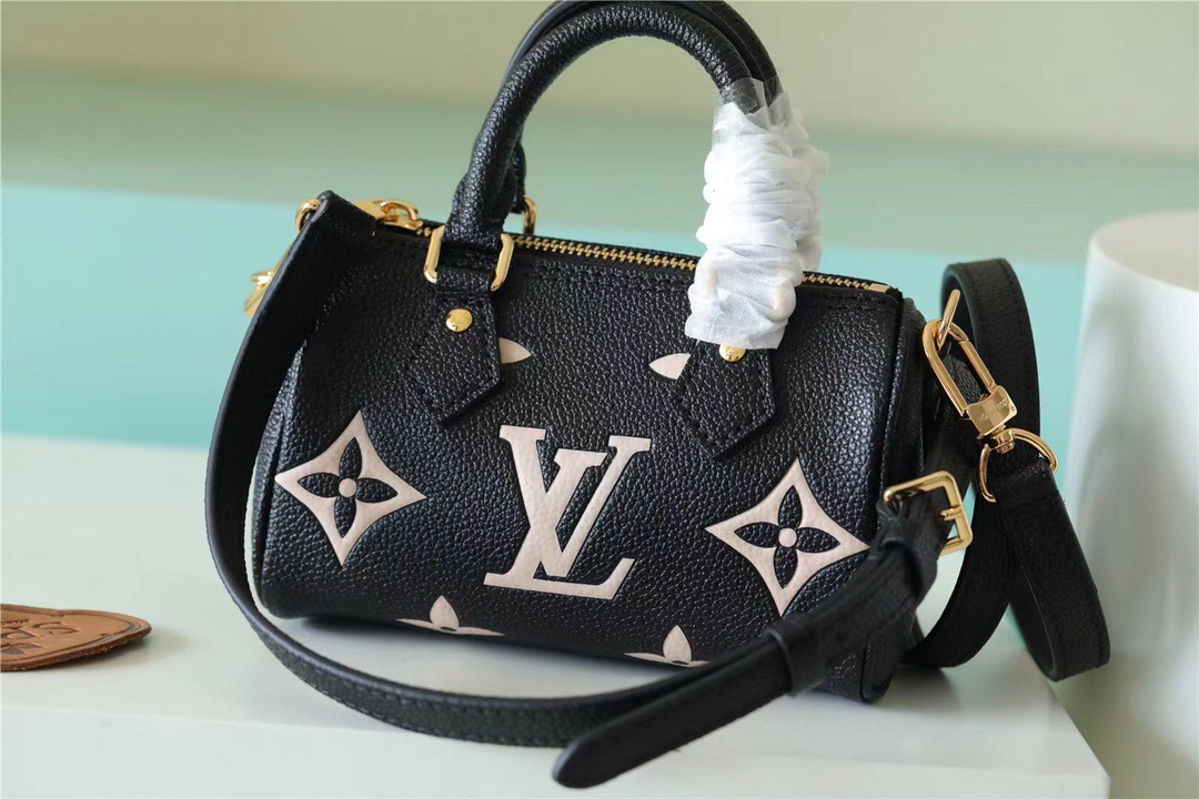 Louis Vuitton Nano Speedy Monogram Empreinte Arizona Beige/ Creme Beige For Women, Women’s Bags, Shoulder And Crossbody Bags 6.3in/16cm LV