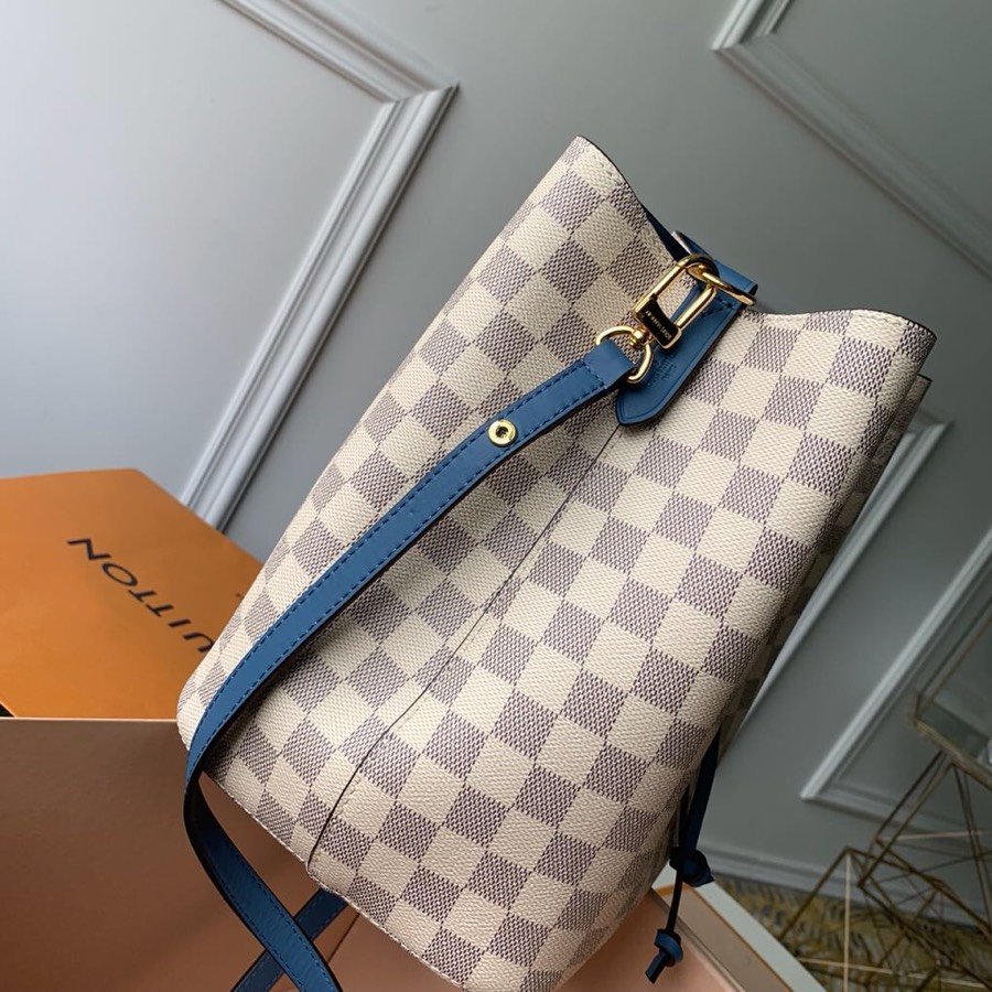 Louis Vuitton NeoNoe MM Bucket Bag Damier Azur Canvas Bleuet Blue For Women, Women’s Handbags, Shoulder And Crossbody Bags 10.2in/26cm