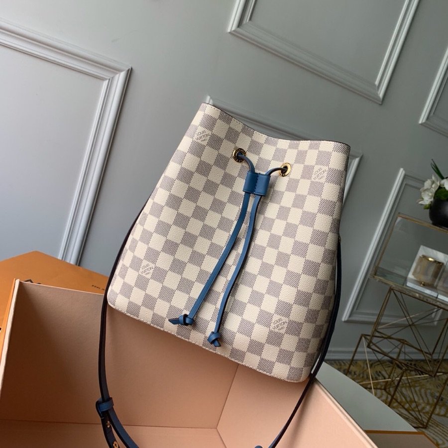 Louis Vuitton NeoNoe MM Bucket Bag Damier Azur Canvas Bleuet Blue For Women, Women’s Handbags, Shoulder And Crossbody Bags 10.2in/26cm