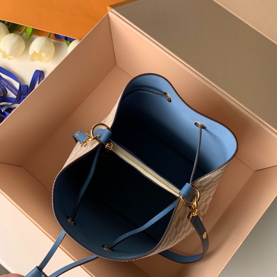 Louis Vuitton NeoNoe MM Bucket Bag Damier Azur Canvas Bleuet Blue For Women, Women’s Handbags, Shoulder And Crossbody Bags 10.2in/26cm