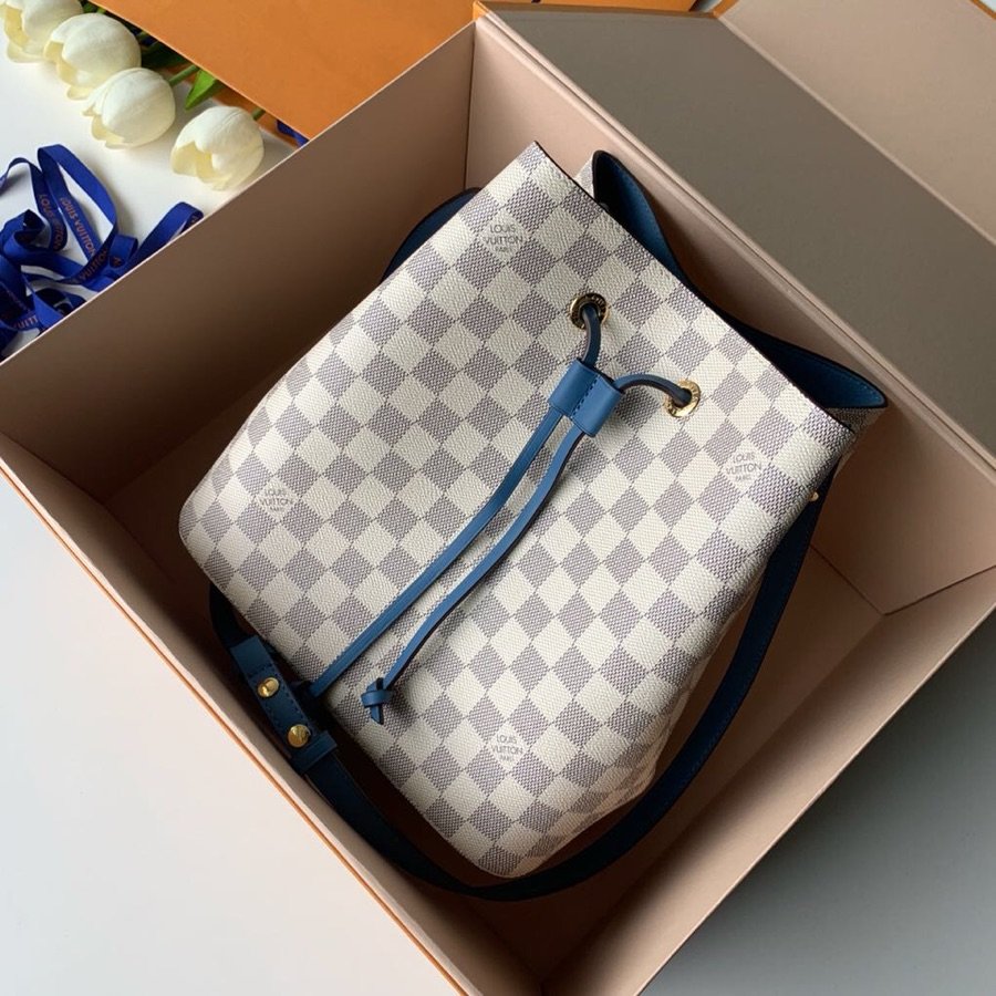 Louis Vuitton NeoNoe MM Bucket Bag Damier Azur Canvas Bleuet Blue For Women, Women’s Handbags, Shoulder And Crossbody Bags 10.2in/26cm