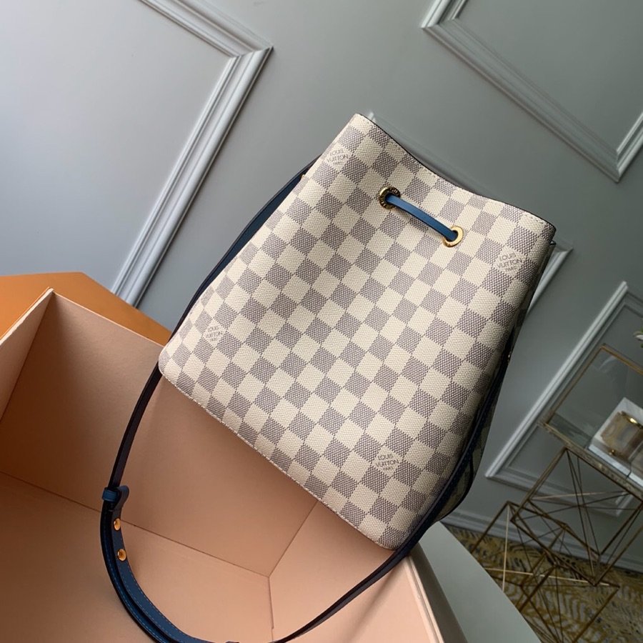 Louis Vuitton NeoNoe MM Bucket Bag Damier Azur Canvas Bleuet Blue For Women, Women’s Handbags, Shoulder And Crossbody Bags 10.2in/26cm