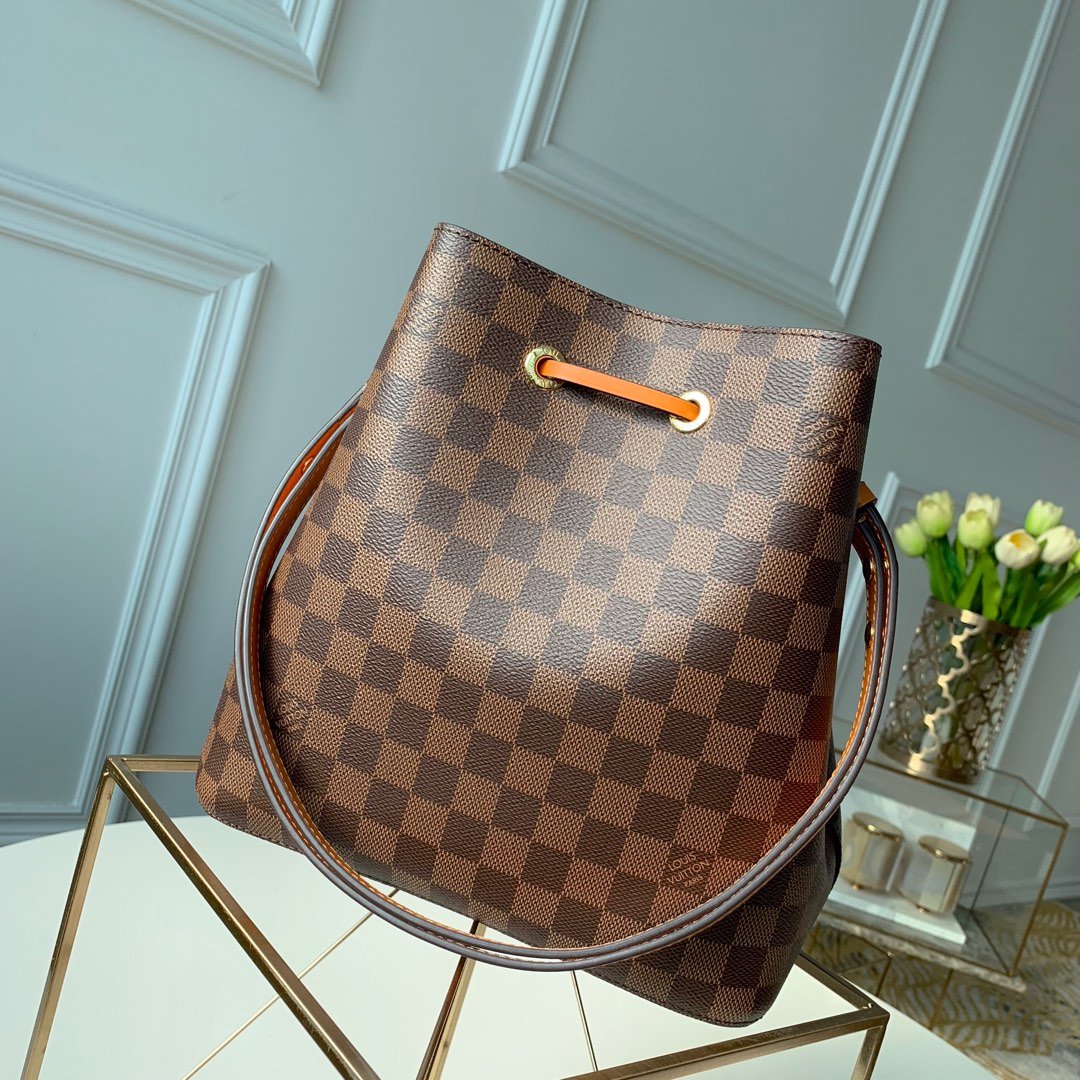 Louis Vuitton NeoNoe MM Bucket Bag Damier Ebene Canvas Safran Yellow For Women, Women’s Handbags, Shoulder And Crossbody Bags 10.2in/26cm