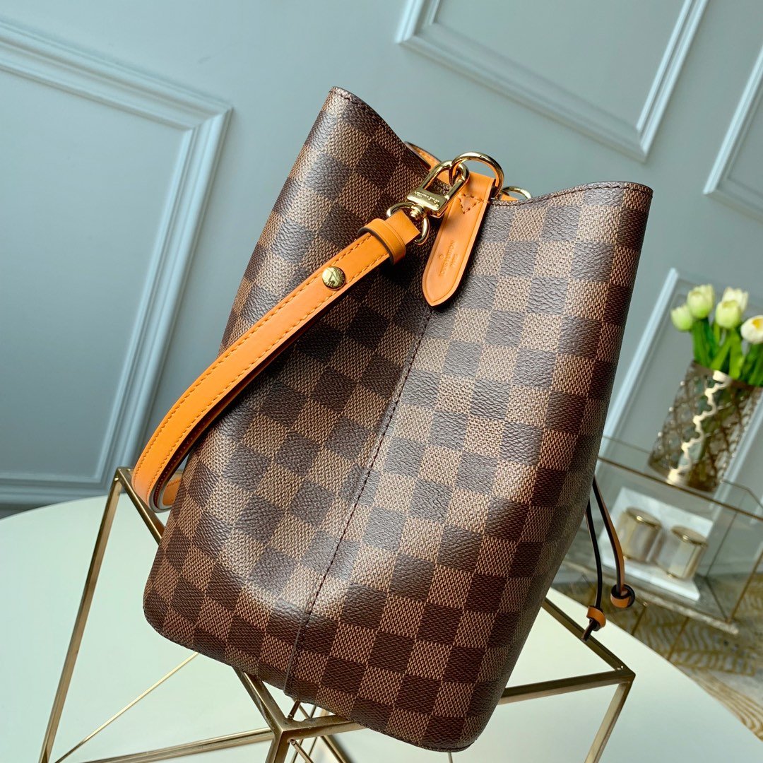 Louis Vuitton NeoNoe MM Bucket Bag Damier Ebene Canvas Safran Yellow For Women, Women’s Handbags, Shoulder And Crossbody Bags 10.2in/26cm