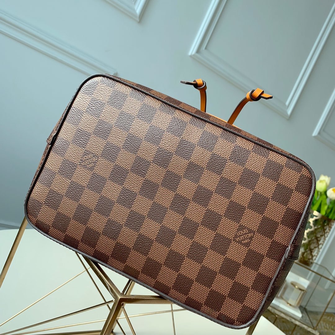 Louis Vuitton NeoNoe MM Bucket Bag Damier Ebene Canvas Safran Yellow For Women, Women’s Handbags, Shoulder And Crossbody Bags 10.2in/26cm
