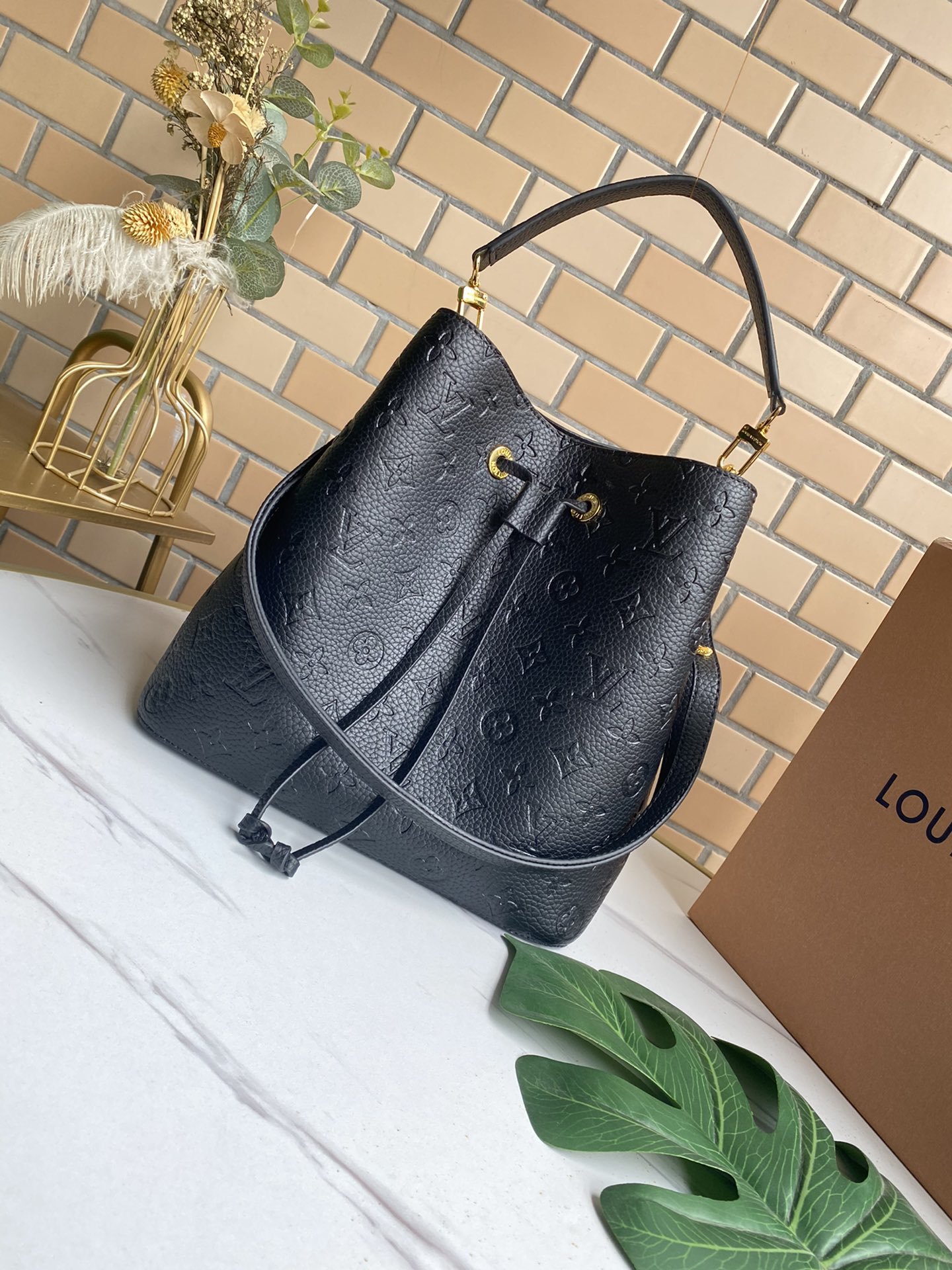 Louis Vuitton NeoNoe MM Bucket Bag Monogram Empreinte Black For Women, Women’s Handbags, Shoulder Bags 10.2in/26cm