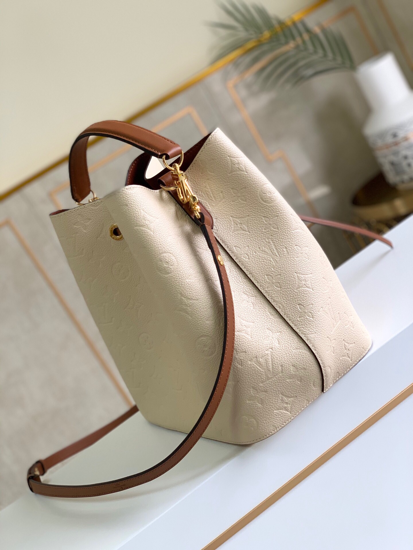 Louis Vuitton NeoNoe MM Bucket Bag Monogram Empreinte Creme For Women, Women’s Bags, Shoulder Bags 10.2in/26cm