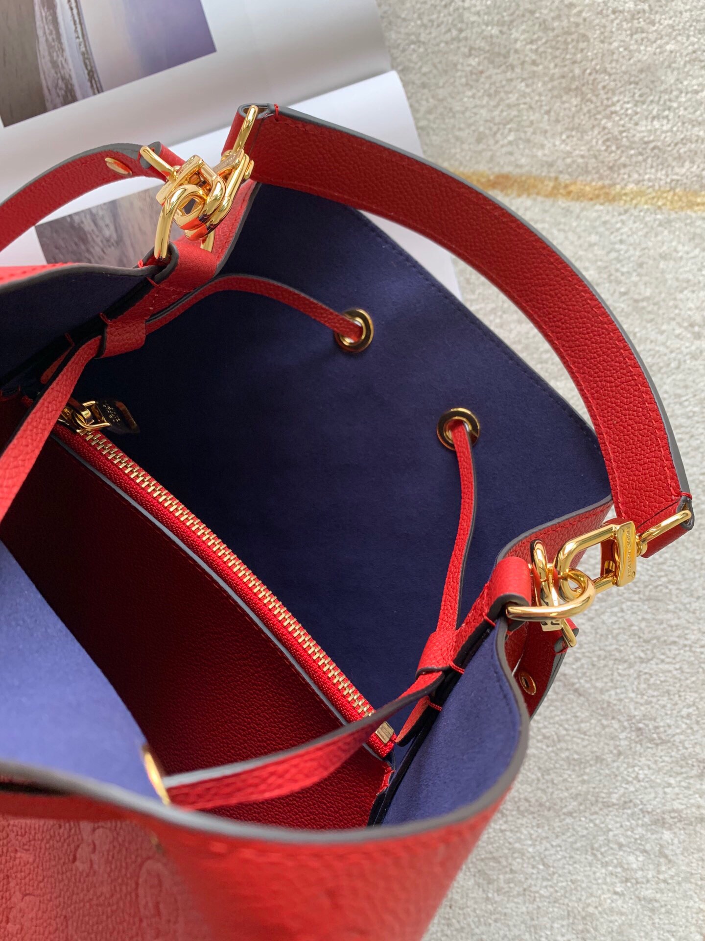 Louis Vuitton NeoNoe MM Bucket Bag Monogram Empreinte Red For Women, Women’s Bags, Shoulder Bags 10.2in/26cm LV