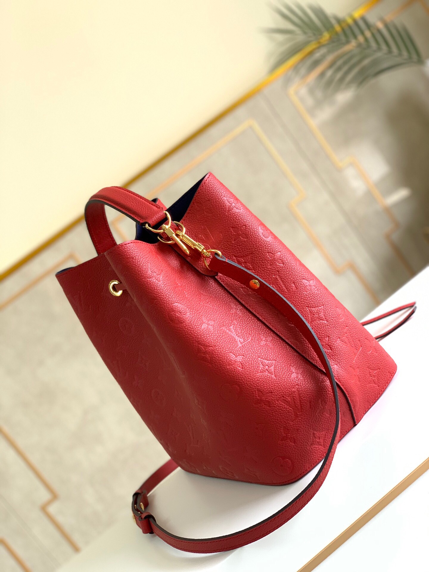 Louis Vuitton NeoNoe MM Bucket Bag Monogram Empreinte Red For Women, Women’s Bags, Shoulder Bags 10.2in/26cm LV