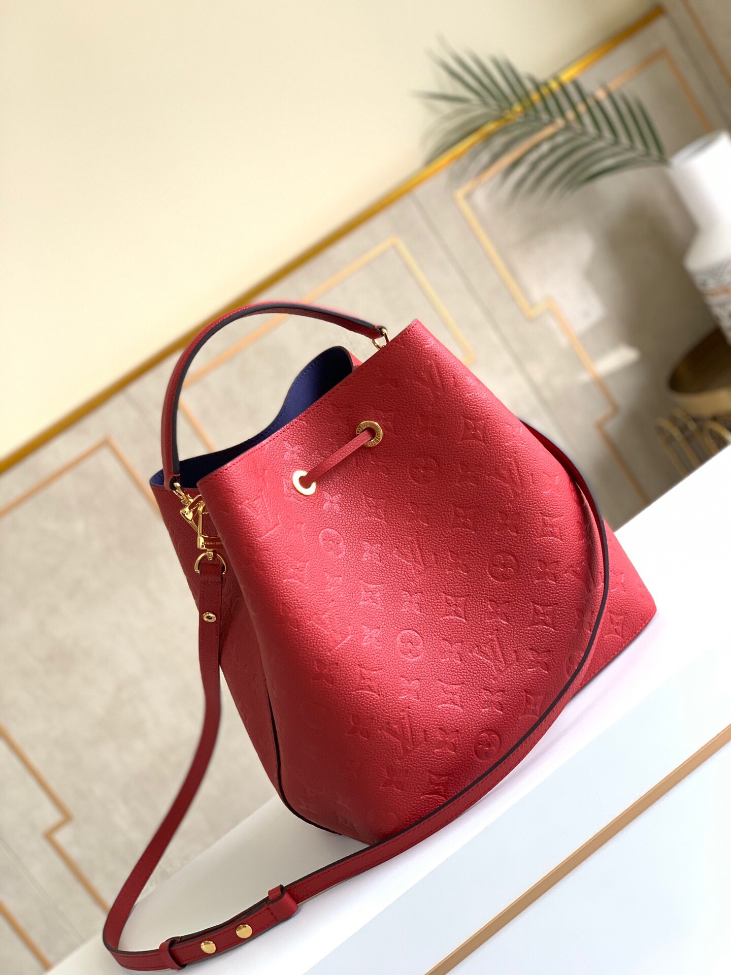 Louis Vuitton NeoNoe MM Bucket Bag Monogram Empreinte Red For Women, Women’s Bags, Shoulder Bags 10.2in/26cm LV