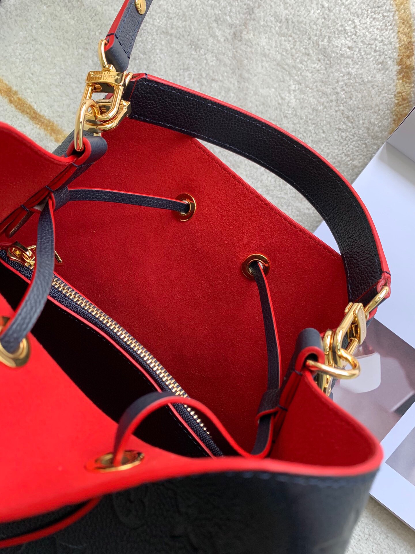 Louis Vuitton NeoNoe MM Bucket Bag Monogram Empreinte Red For Women, Women’s Bags, Shoulder Bags 10.2in/26cm LV