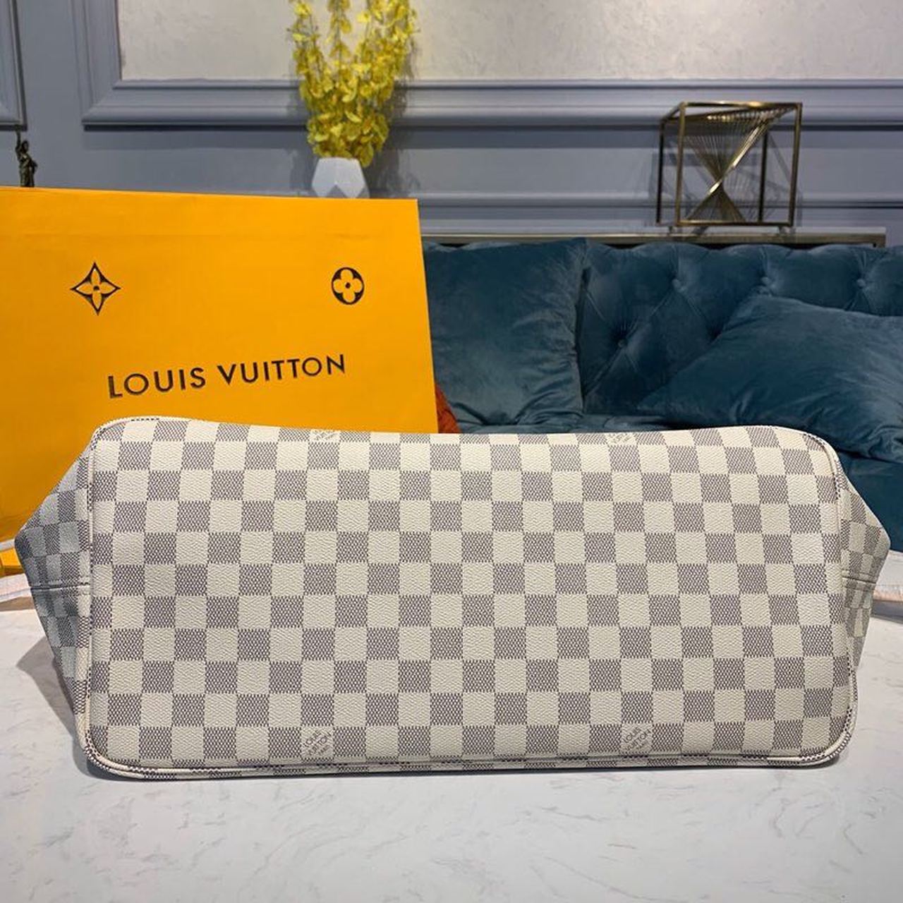 Louis Vuitton Neverfull GM Tote Bag Damier Azur Canvas Rose Ballerine Pink For Women, Women’s Handbags, Shoulder Bags 15.4in/39cm