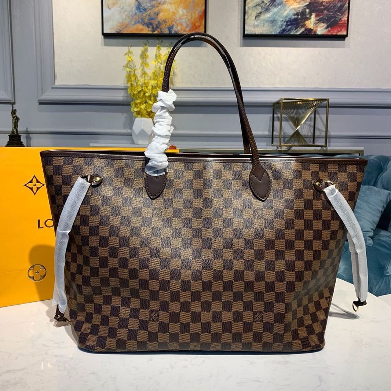 Louis Vuitton Neverfull GM Tote Bag Damier Ebene Canvas Cerise Red For Women, Women’s Handbags, Shoulder Bags 15.7in/40cm