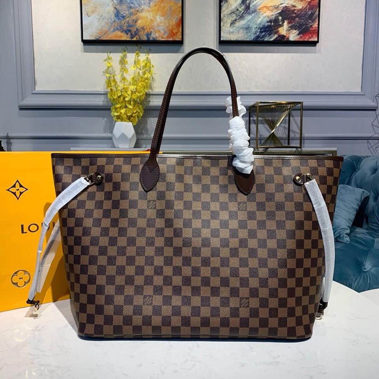 Louis Vuitton Neverfull GM Tote Bag Damier Ebene Canvas Cerise Red For Women, Women’s Handbags, Shoulder Bags 15.7in/40cm