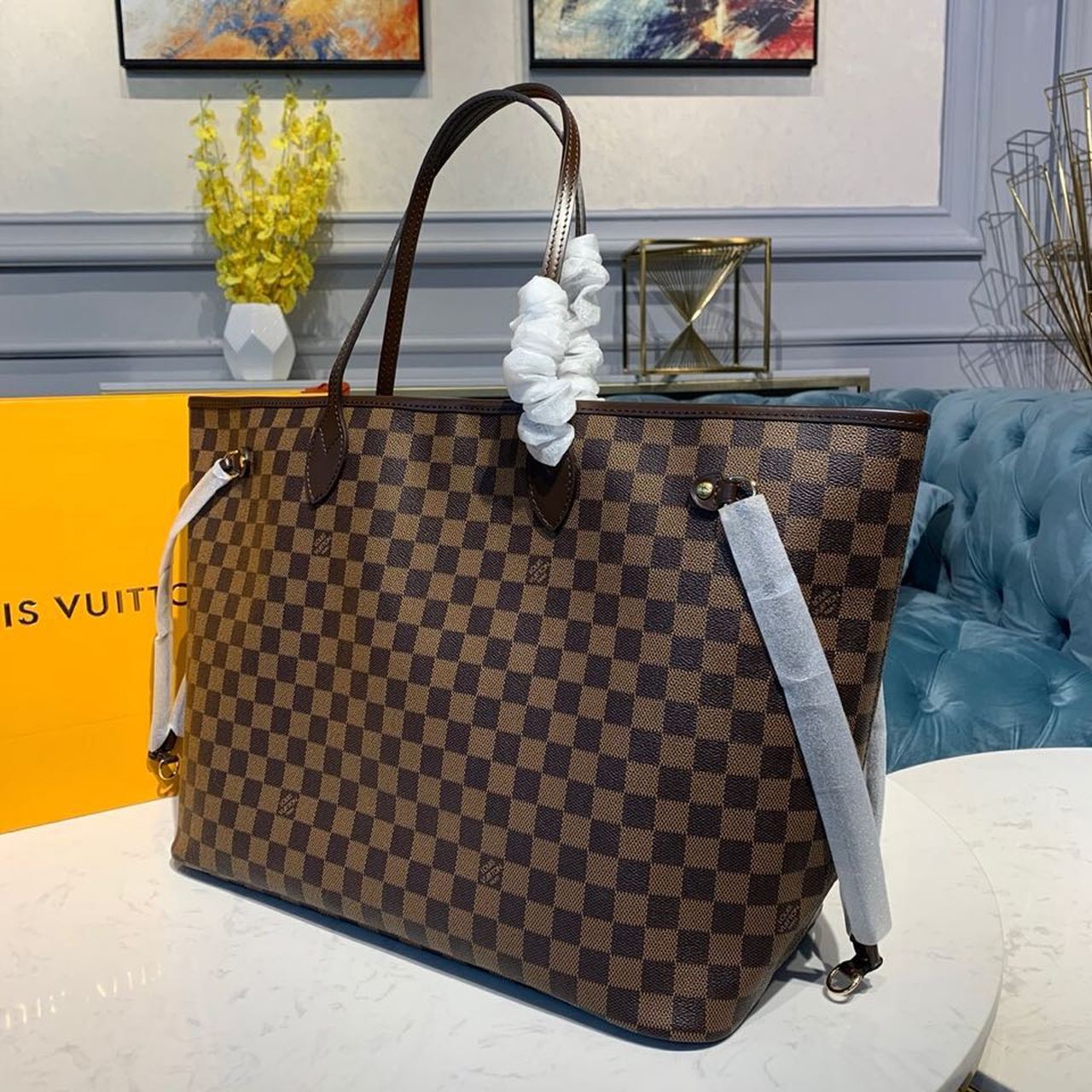 Louis Vuitton Neverfull GM Tote Bag Damier Ebene Canvas Cerise Red For Women, Women’s Handbags, Shoulder Bags 15.7in/40cm