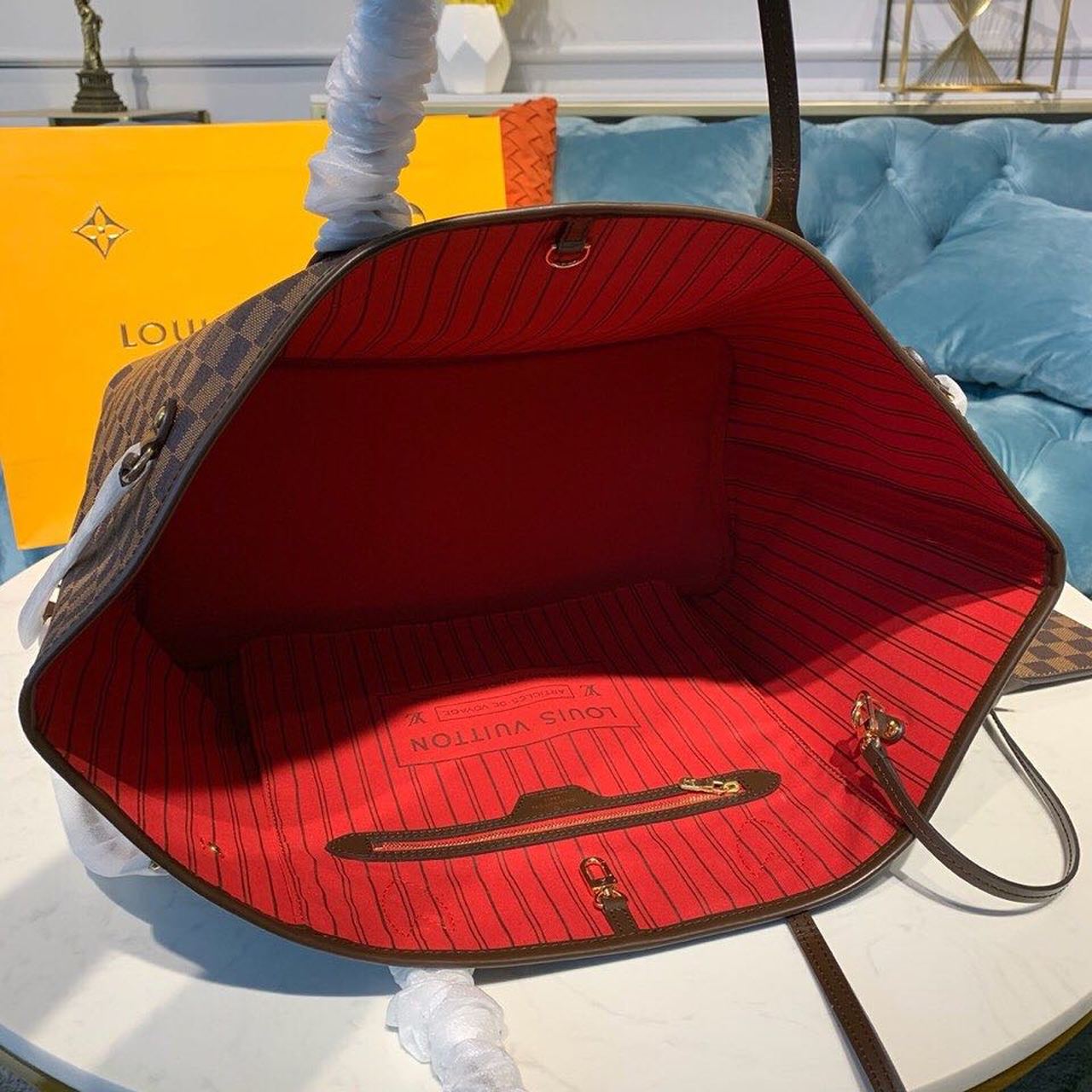 Louis Vuitton Neverfull GM Tote Bag Damier Ebene Canvas Cerise Red For Women, Women’s Handbags, Shoulder Bags 15.7in/40cm