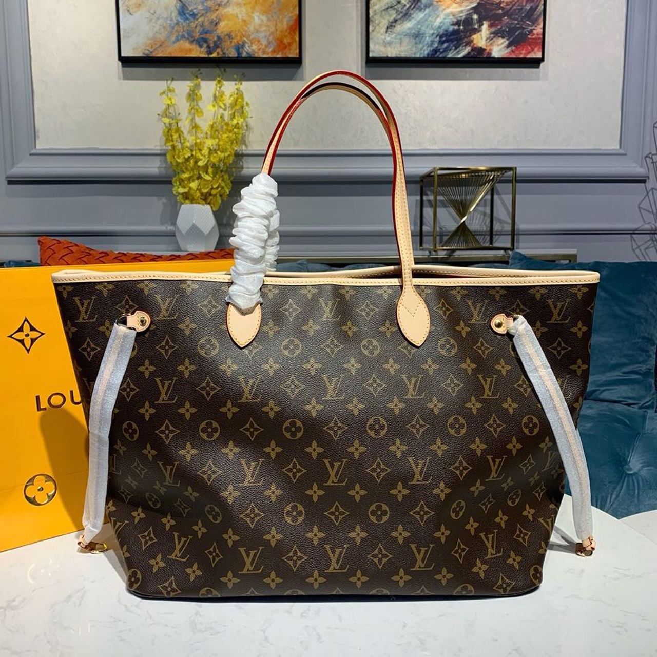 Louis Vuitton Neverfull GM Tote Bag Monogram Canvas Red For Women, Women’s Handbags, Shoulder Bags 15.7in/40cm