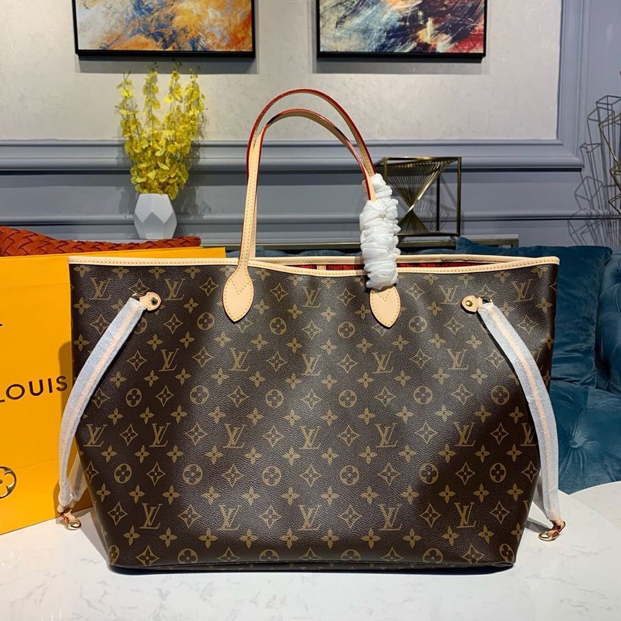 Louis Vuitton Neverfull GM Tote Bag Monogram Canvas Red For Women, Women’s Handbags, Shoulder Bags 15.7in/40cm