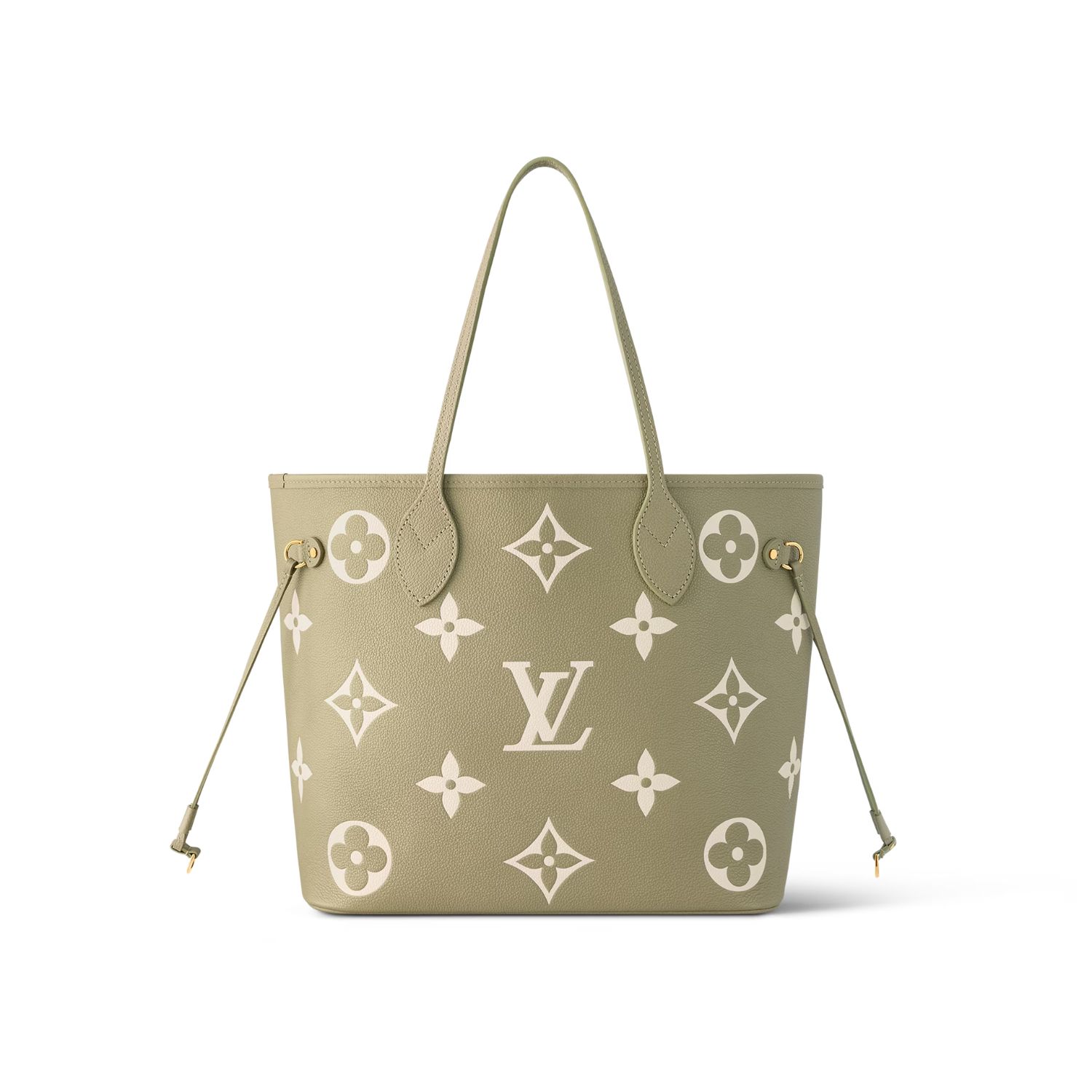 Louis Vuitton Neverfull MM Bag Khaki Cream For Women- 12.2 Inches/ 30.9 Cm