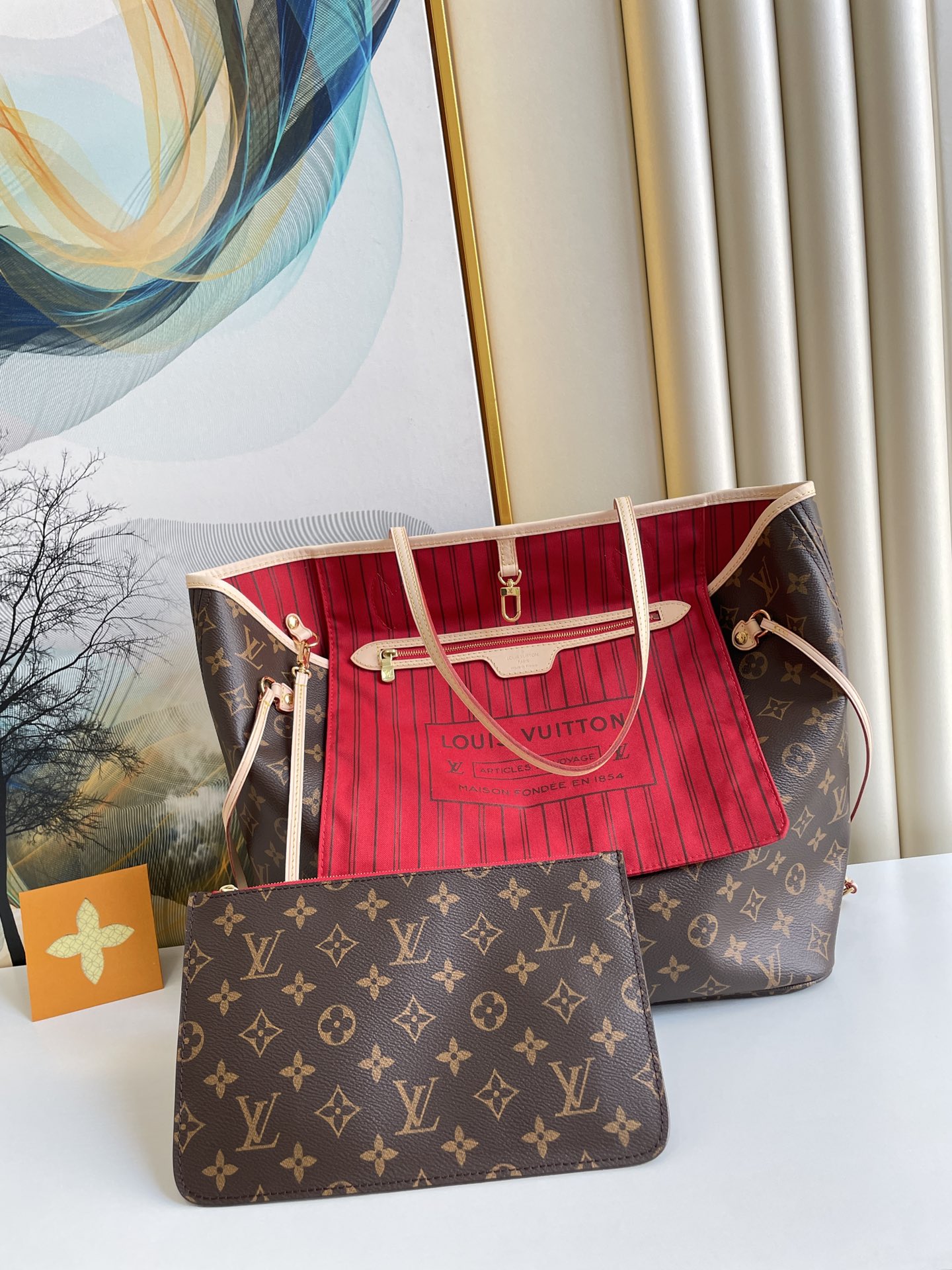 Louis Vuitton Neverfull MM Monogram Canvas Red For Women, Women’s Handbags, Shoulder Bags 12.6in/31cm