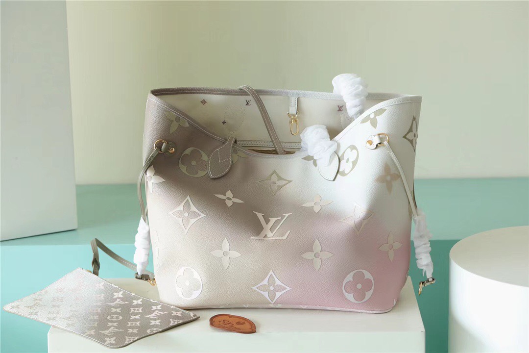 Louis Vuitton Neverfull MM Monogram Canvas Sunset Khaki For Women, Women’s Handbags, Shoulder and Crossbody Bags 12.2in/31cm