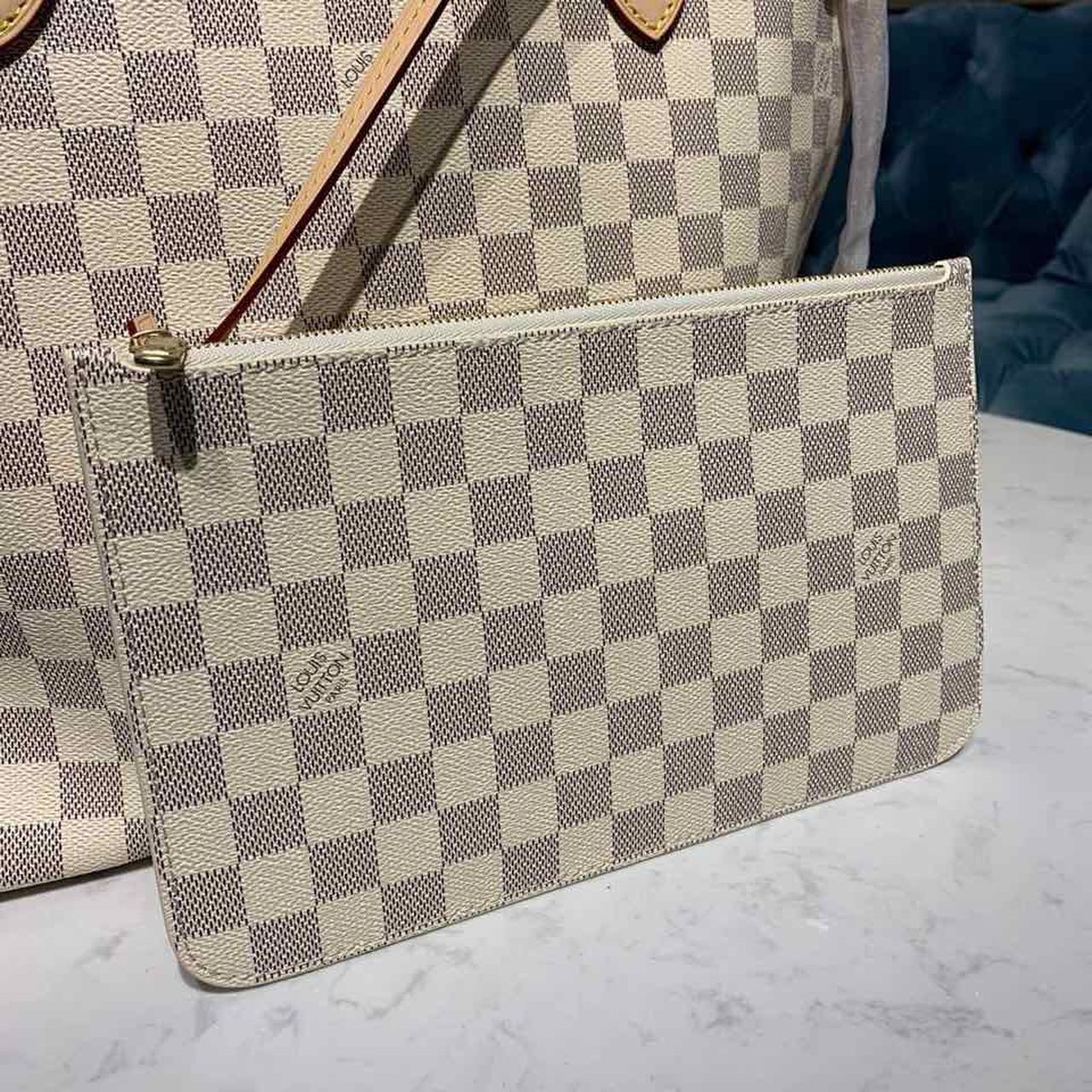 Louis Vuitton Neverfull MM Tote Bag Damier Azur Canvas For Women, Women’s Handbags, Shoulder Bags 12.2in/31cm