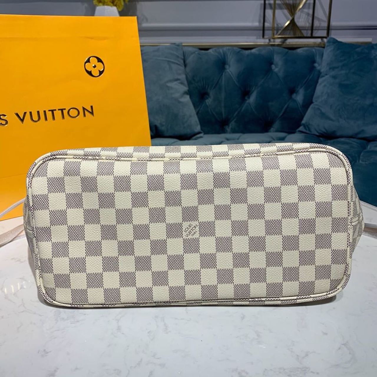 Louis Vuitton Neverfull MM Tote Bag Damier Azur Canvas For Women, Women’s Handbags, Shoulder Bags 12.2in/31cm