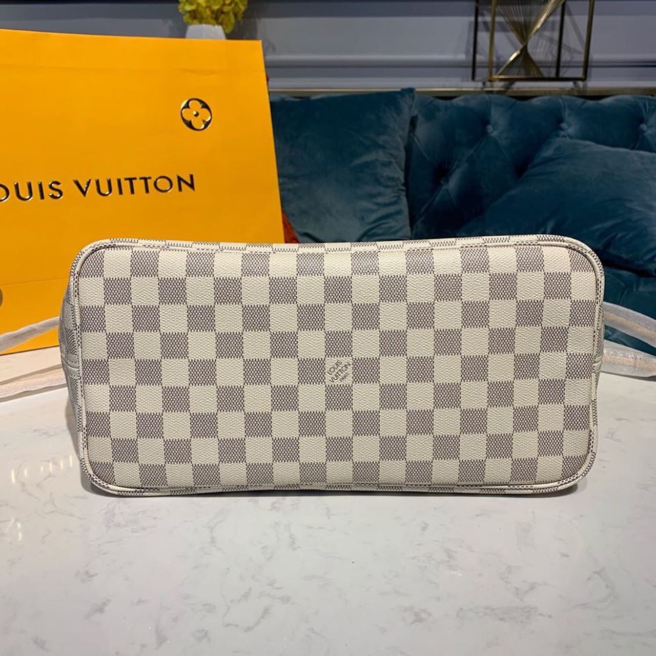 Louis Vuitton Neverfull MM Tote Bag Damier Azur Canvas Rose Ballerine Pink For Women, Women’s Bags, Shoulder Bags 12.2in/31cm
