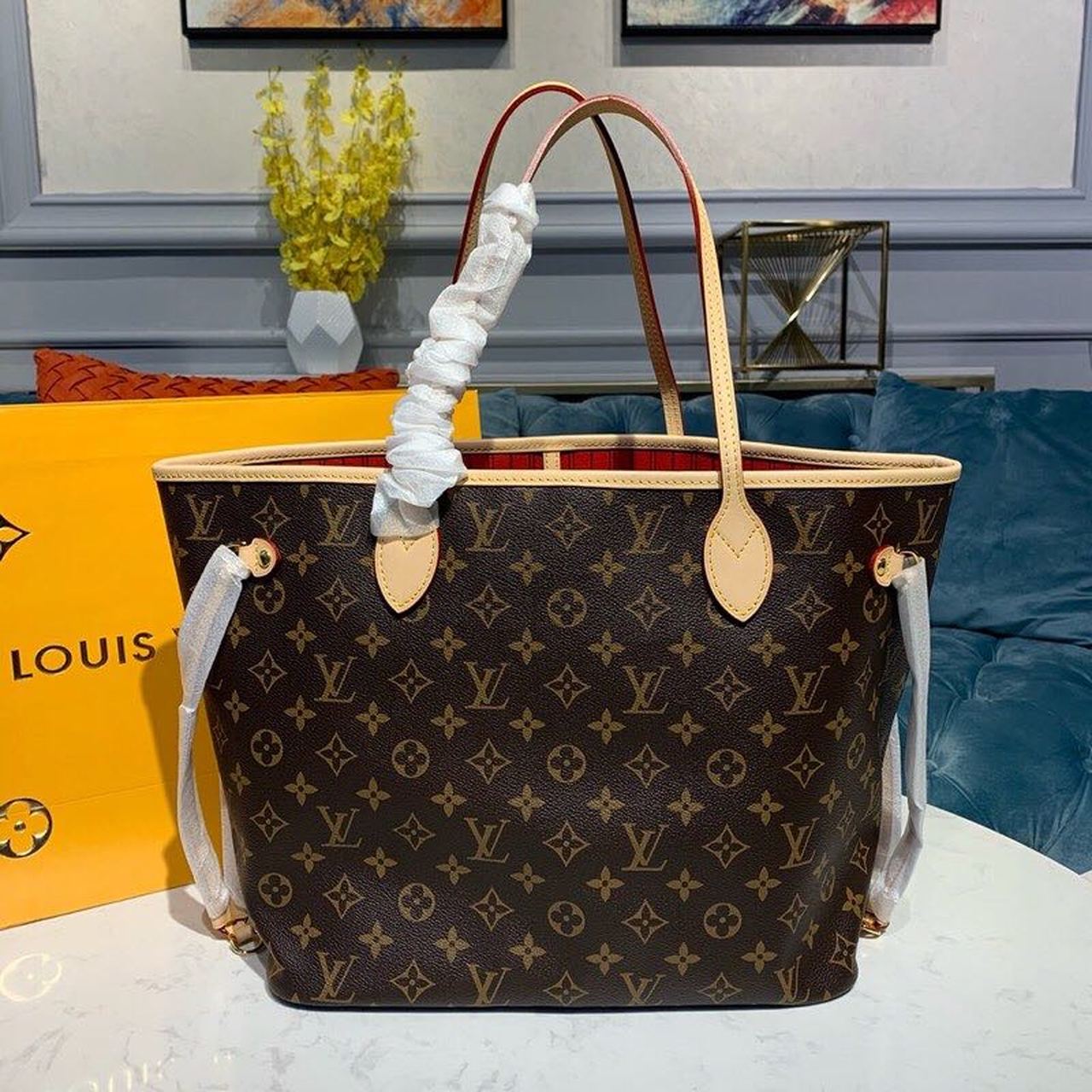 Louis Vuitton Neverfull MM Tote Bag Monogram Canvas Cerise Red For Women, Women’s Handbags, Shoulder Bags 12.2in/31cm