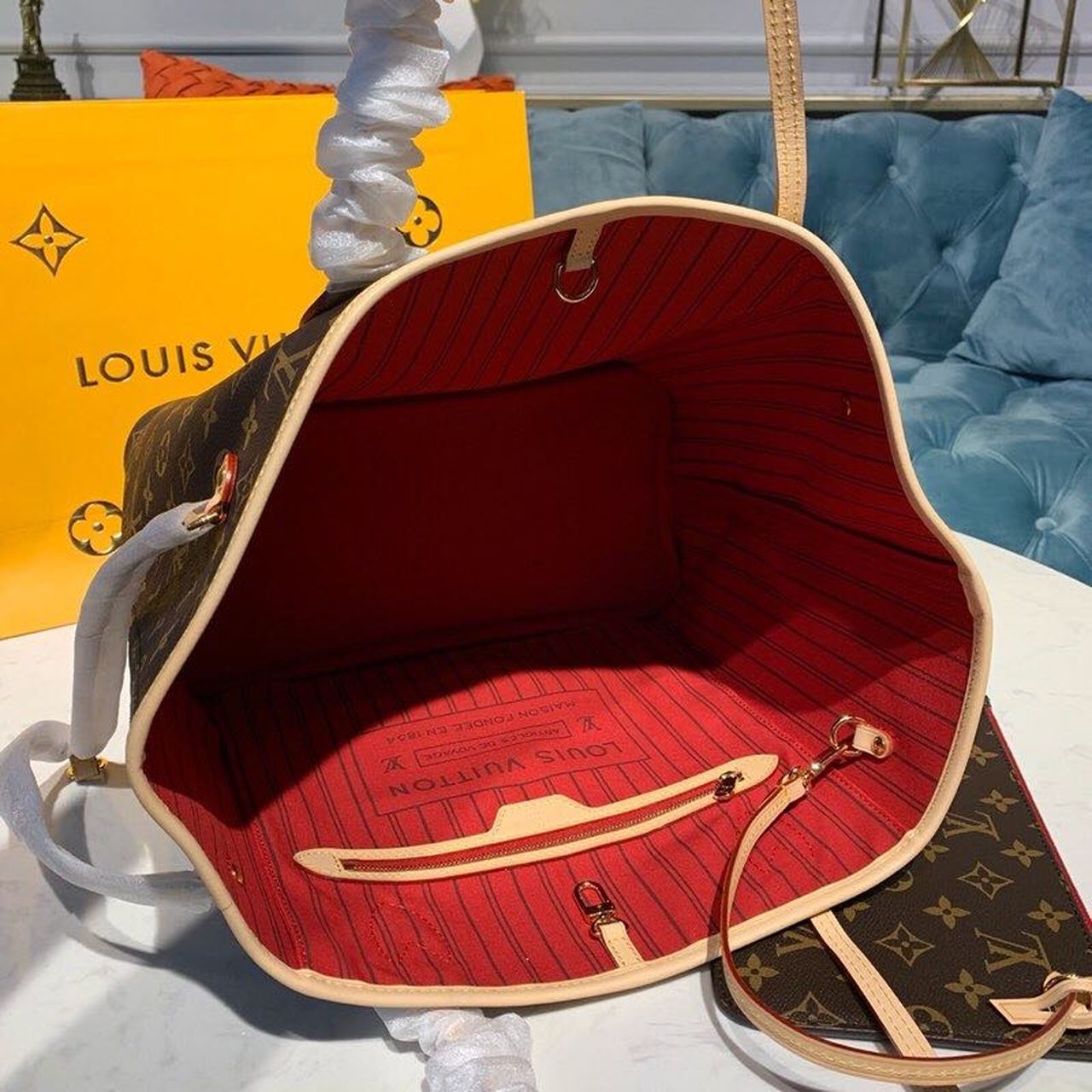Louis Vuitton Neverfull MM Tote Bag Monogram Canvas Cerise Red For Women, Women’s Handbags, Shoulder Bags 12.2in/31cm