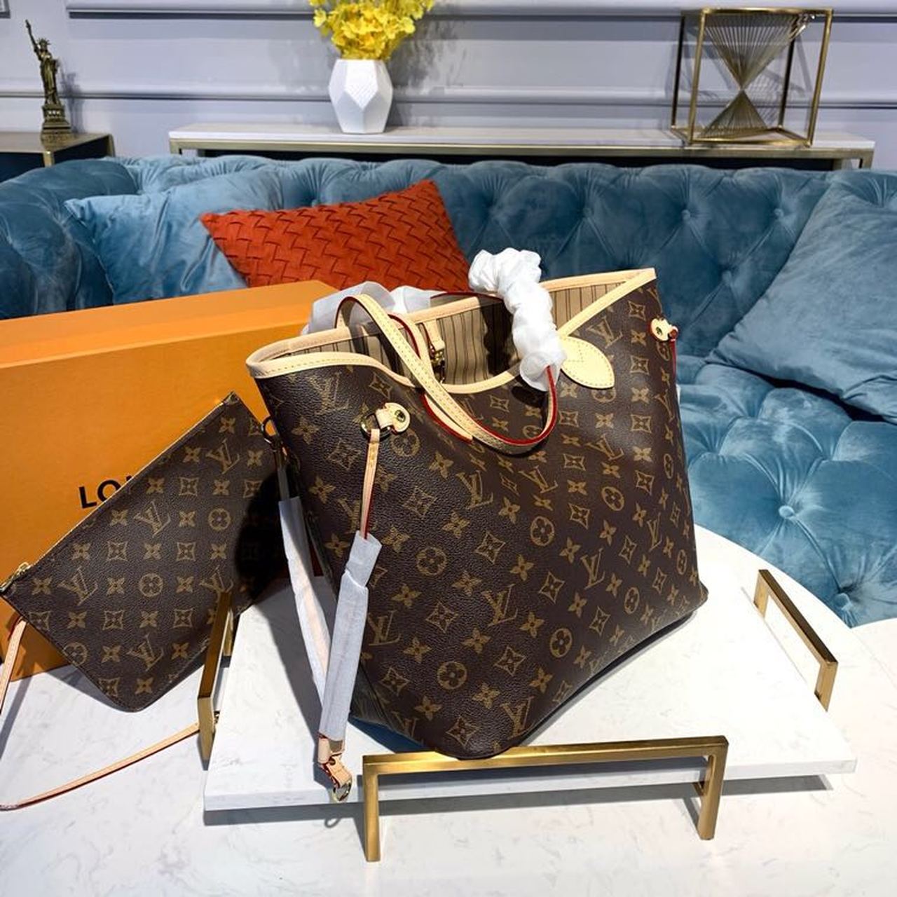 Louis Vuitton Neverfull MM Tote Bag Monogram Canvas For Women, Women’s Handbags, Shoulder Bags 12.6in/32cm