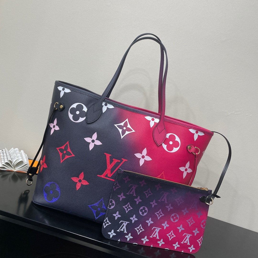 Louis Vuitton Neverfull MM Tote Bag Monogram Canvas Midnight Fuchsia For Women, Women’s Handbags, Shoulder Bags 12.2in/31cm