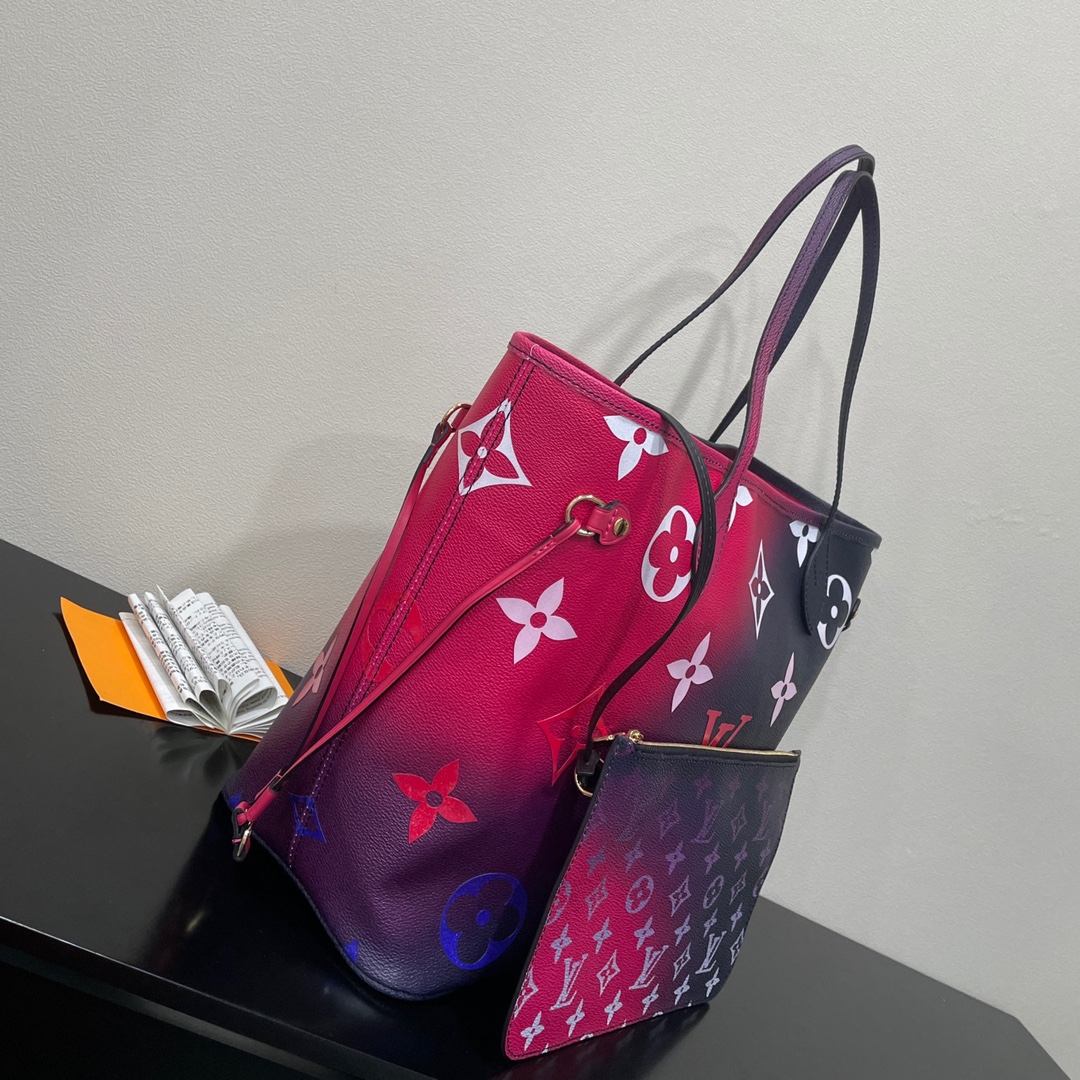 Louis Vuitton Neverfull MM Tote Bag Monogram Canvas Midnight Fuchsia For Women, Women’s Handbags, Shoulder Bags 12.2in/31cm