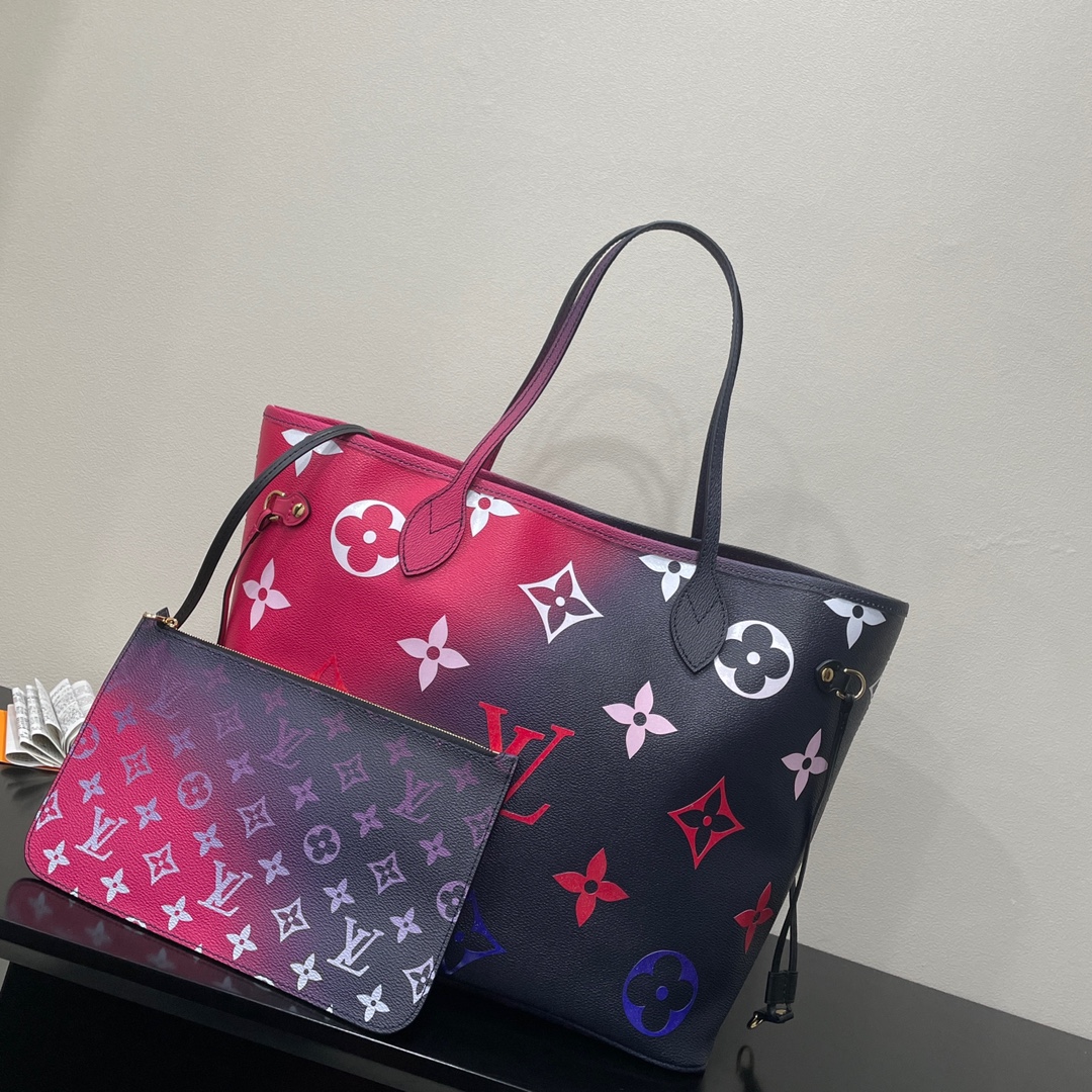 Louis Vuitton Neverfull MM Tote Bag Monogram Canvas Midnight Fuchsia For Women, Women’s Handbags, Shoulder Bags 12.2in/31cm