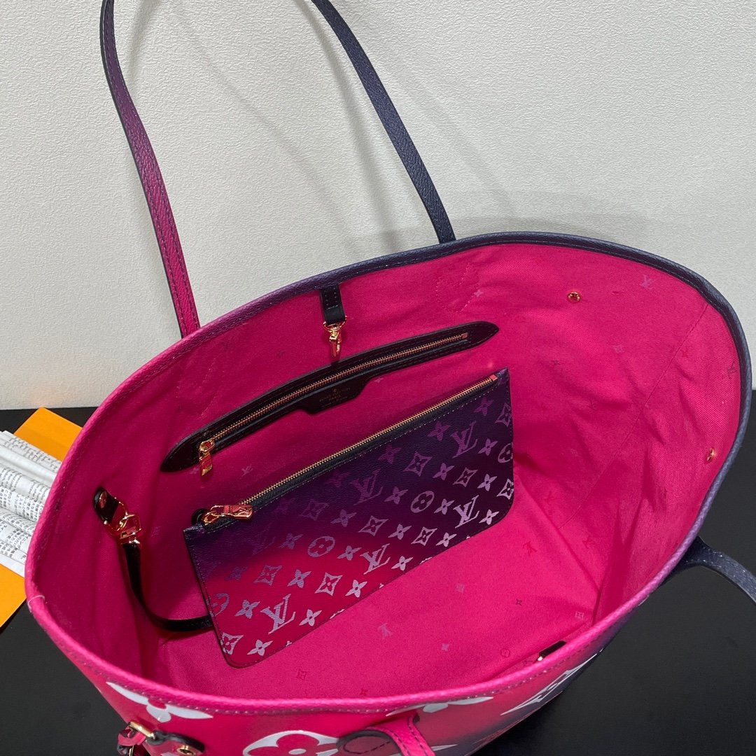 Louis Vuitton Neverfull MM Tote Bag Monogram Canvas Midnight Fuchsia For Women, Women’s Handbags, Shoulder Bags 12.2in/31cm