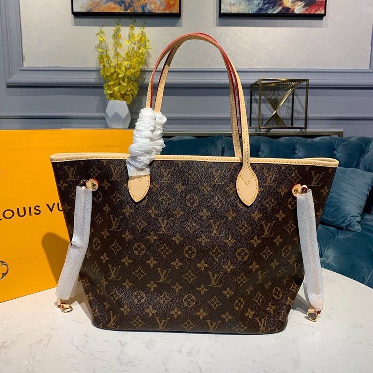 Louis Vuitton Neverfull MM Tote Bag Monogram Canvas Rose Ballerine Pink For Women, Women’s Handbags, Shoulder Bags 12.6in/32cm