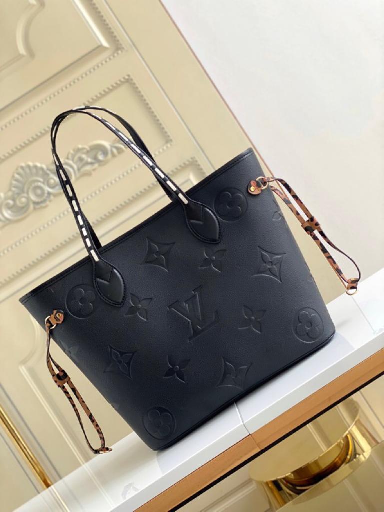 Louis Vuitton Neverfull MM Tote Bag Wild At Heart Monogram Empreinte Black For Women, Women’s Handbags, Shoulder Bags 12.2in/31cm